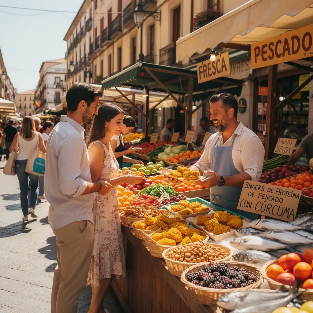 Grupo de personas disfrutando de una clase de fitness al aire libre rodeados de naturaleza.